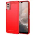 Mtp Products Nokia C32 Børstet TPU Deksel - Karbonfiber - Rød