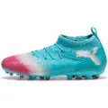 Puma FUTURE 8 MATCH RE-CHARGE MG Football Boots Youth, Shoes, Hero Blue/White/Sunset Pink, 34.5