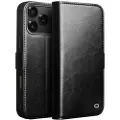 Qialino iPhone 17 Pro Max Classic Lommebok-deksel I Lær - Svart