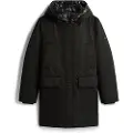 Tommy Hilfiger for woman. WW0WW46533 Quilted parka with contrasting hood black (L), Casual, Nylon, Long sleeve