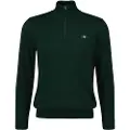 Gant for man. 8030564 Classic cotton jumper with green half zip (S), Casual