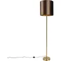 QAZQA Gulvlampe messing med fløyels skjerm brun 40cm - Simplo