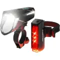 Fischer Fahrrad PLUS 110 + TWIN STOP Cykellys sæt LED (RGB) Sort
