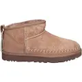 Ugg for woman. 1171538 Classic Ultra Mini Biarritz Leather Ankle Booties Brown (39), Flat, None, Casual