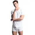 Emporio Armani Stretch Cotton Jersey Kort Ermet V-hals T-skjorte
