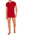 Emporio Armani for man. EM000398_AF14978 Megalogo burgundy t-shirt and boxer shorts set (M), Red, Homewear, Cotton, Short sleeve