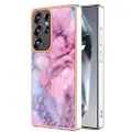 Mtp Products Samsung Galaxy S25 Ultra Marble Pattern Electroplated IMD TPU-deksel - Blå / Rosa