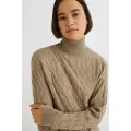 Marella for woman. 2523366094200 Cashmere blend turtleneck jumper Aereo brown (XXL), Casual, Wool, Kashmir