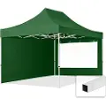 TOOLPORT 3x4,5 m stål, pop up partytelt, 2 sidepaneler, mørkegrønn