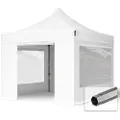 TOOLPORT 3x3 m stål, pop up partytelt, 4 sidepaneler, hvit