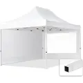 TOOLPORT 3x4,5 m stål, pop up partytelt, 2 sidepaneler, hvit