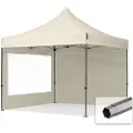 TOOLPORT 3x3 m stål, pop up partytelt, 2 sidepaneler, creme