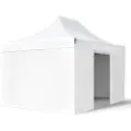 TOOLPORT 3x4,5 m stål, pop up partytelt, 4 sidepaneler, hvit