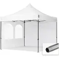 TOOLPORT 3x3 m stål, pop up partytelt, 2 sidepaneler, hvit