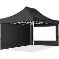 TOOLPORT 3x4,5 m stål, pop up partytelt, 2 sidepaneler, svart