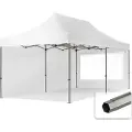 TOOLPORT 3x6 m stål, pop up partytelt, 2 sidepaneler, hvit