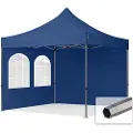 TOOLPORT 3x3 m stål, pop up partytelt, 2 sidepaneler, mørkeblå