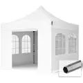 TOOLPORT 3x3 m stål, pop up partytelt, 4 sidepaneler, hvit