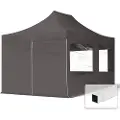 TOOLPORT 3x4,5 m stål, pop up partytelt, 4 sidepaneler, mørkegrå