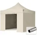TOOLPORT 3x3 m stål, pop up partytelt, 4 sidepaneler, hvit