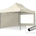 TOOLPORT 3x4,5 m stål, pop up partytelt, 2 sidepaneler, creme
