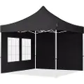 TOOLPORT 3x3 m stål, pop up partytelt, 2 sidepaneler, svart