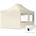 TOOLPORT 3x4,5 m stål, pop up partytelt, 4 sidepaneler, creme