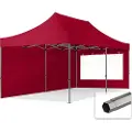 TOOLPORT 3x6 m stål, pop up partytelt, 2 sidepaneler, rød