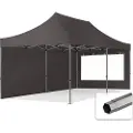 TOOLPORT 3x6 m stål, pop up partytelt, 2 sidepaneler, mørkegrå