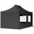 TOOLPORT 3x4,5 m stål, pop up partytelt, 4 sidepaneler, svart