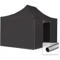 TOOLPORT 3x4,5 m stål, pop up partytelt, 4 sidepaneler, svart