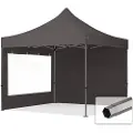 TOOLPORT 3x3 m stål, pop up partytelt, 2 sidepaneler, mørkegrå