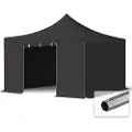 TOOLPORT 4x4 m stål, pop up partytelt, 4 sidepaneler, svart