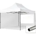 TOOLPORT 3x4,5 m stål, pop up partytelt, 2 sidepaneler, hvit