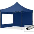 TOOLPORT 3x3 m stål, pop up partytelt, 2 sidepaneler, mørkeblå