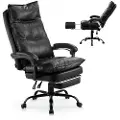 Vevor Executive kontorstol, høyryggstol med fotstøtte og korsryggpute, ergonomisk kontorstol 135° tilbakelent og justerbar høyde, svingbar rullestol i PU-skinn for arbeid, studier, spill, svart