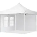 TOOLPORT 3x3 m stål, pop up partytelt, 2 sidepaneler, hvit