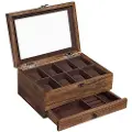 Songmics Urkasse for 8 klokker og med glasslokk - Brun/Tre
