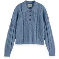 Scotch & Soda Cable Stitch Knit Langermet Poloskjorte