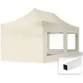 TOOLPORT 3x6 m stål, pop up partytelt, 4 sidepaneler, creme