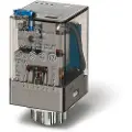 Finder Industrirelæ 10A, for 11 polet sokkel, 3CO, 230VAC spole, låsbar testknap, mekanisk indikator og LED. Passer til sokkel serie 90.