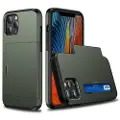 Mtp Products iPhone 12/12 Pro Hybrid-deksel med Skyvekortspor - Army Grøn
