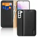 DUX Hivo Leather Flip Deksel Lommebok i ekte skinn for kort og dokumenter Samsung Galaxy S22+ (S22 Plus) Svart