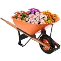 Vevor trillebårvogn, 6 cu. ft. last og 330 lbs kapasitet, ett hjul hagevogn trillebår med metallhåndtak og 16" brede sporhjul, enkel lasting bruksvogn og vogner for plengård