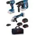 Bosch 3 Kit Gbh Gsr Gws Bat 4ah 8ah Slagboremaskin