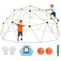 Vevor Klatrekuppel, 305 cm geometrisk kuppelklatrer, 453 kg lasteevne Jungle Gym-lekeplass med 2 basketballer og blekksprutnett, enkel montering utendørs klatreutstyr for barn fra 3 til 10 år
