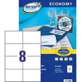 Avery Universal Labels Economy Europe100 av Avery Zweckform A4, 100 ark/pakning, 105 x 74 mm, hvit