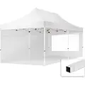 TOOLPORT 3x6 m stål, pop up partytelt, 2 sidepaneler, hvit