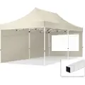 TOOLPORT 3x6 m stål, pop up partytelt, 2 sidepaneler, creme