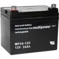 Multipower MPC34-12 Blybatteri 12 V 34 Ah Blyfleece (B x H x T) 196 x 180 x 130 mm M6 skruetilslutning Cyklusstabilt, Vedligeholdelsesfri, Lav selvafladning